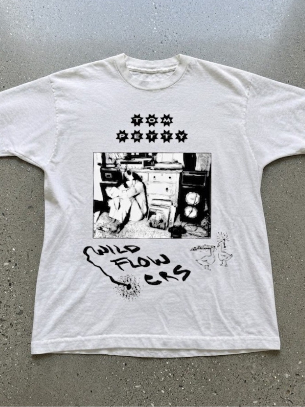 Tom Petty Wildflower Graphic White Cotton Gildan T-shirt